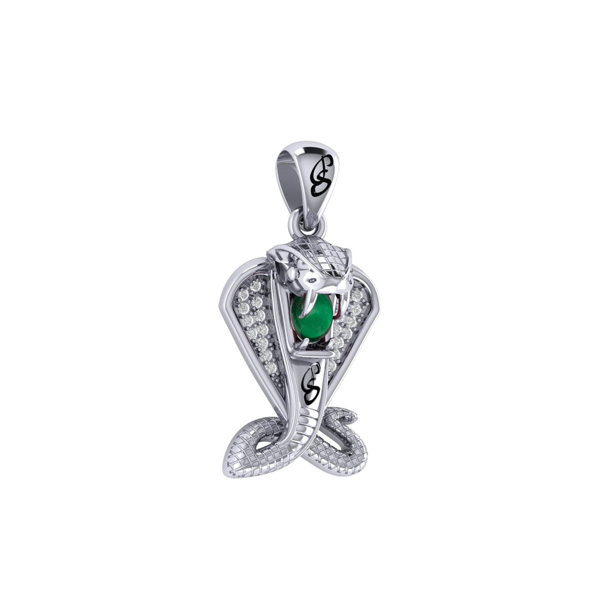 Cobra Snake Sterling Silver Pendant with Gem TPD6427 by TPD6427