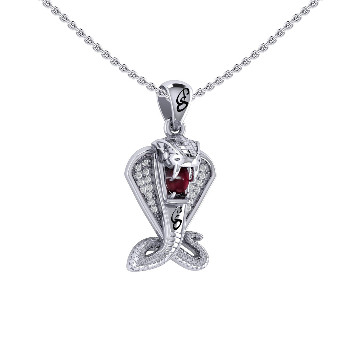 Cobra Snake Sterling Silver Pendant with Gem TPD6427 by TPD6427