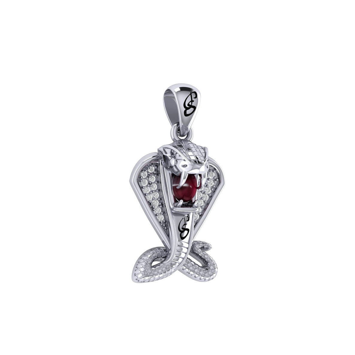 Cobra Snake Sterling Silver Pendant with Gem TPD6427 by TPD6427