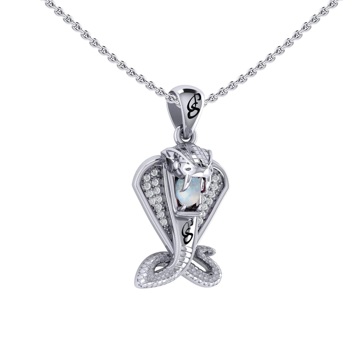 Cobra Snake Sterling Silver Pendant with Gem TPD6427 by TPD6427