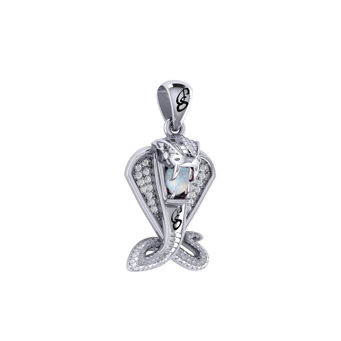 Cobra Snake Sterling Silver Pendant with Gem TPD6427 by TPD6427