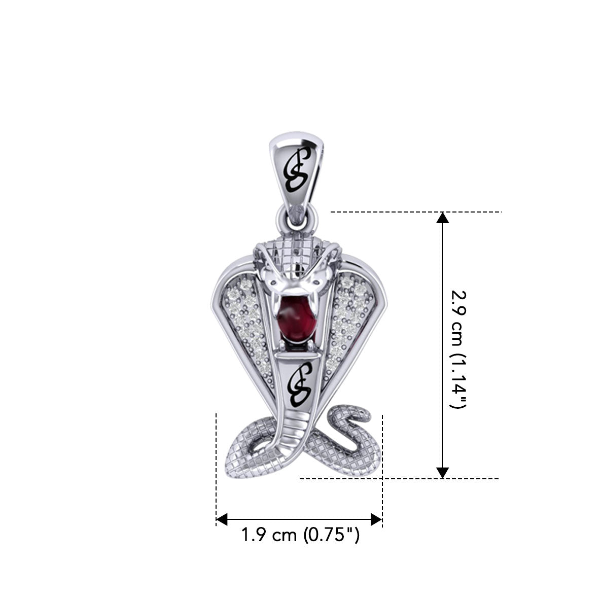 Cobra Snake Sterling Silver Pendant with Gem TPD6427 by TPD6427