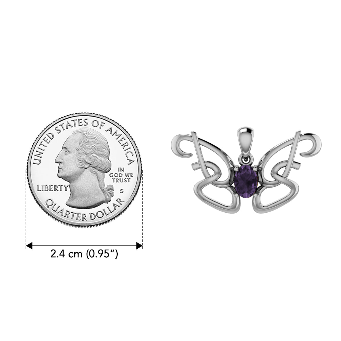Peter Stone Identity Butterfly Sterling Silver Pendant with Gemstone TPD6428