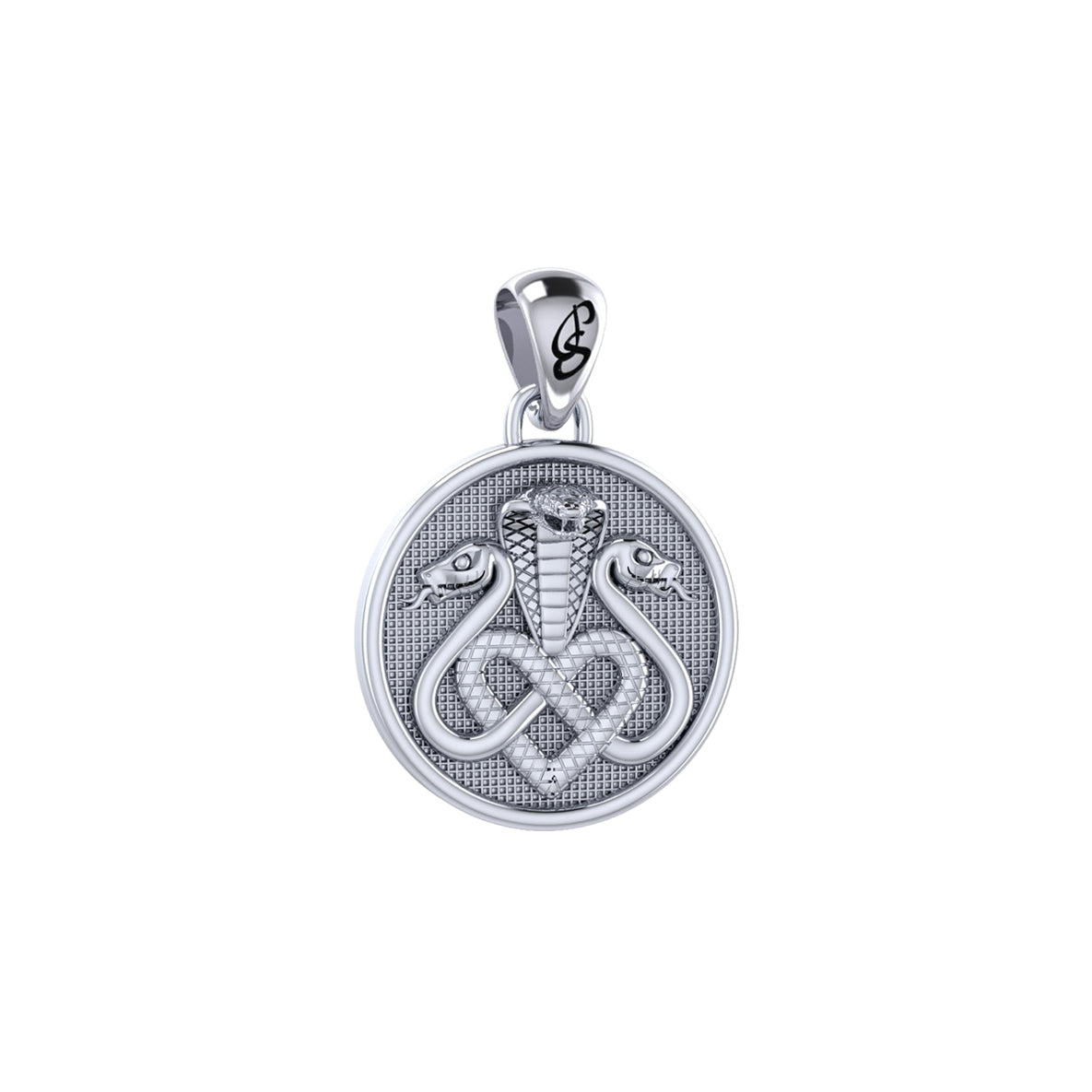 Triple Snake with Celtic Heart Sterling Silver Pendant TPD6429