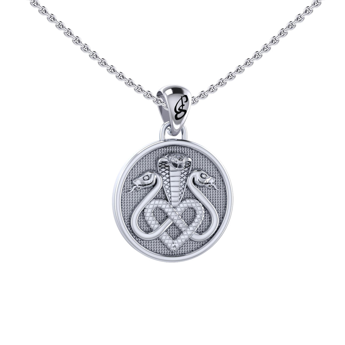 Triple Snake with Celtic Heart Sterling Silver Pendant TPD6429