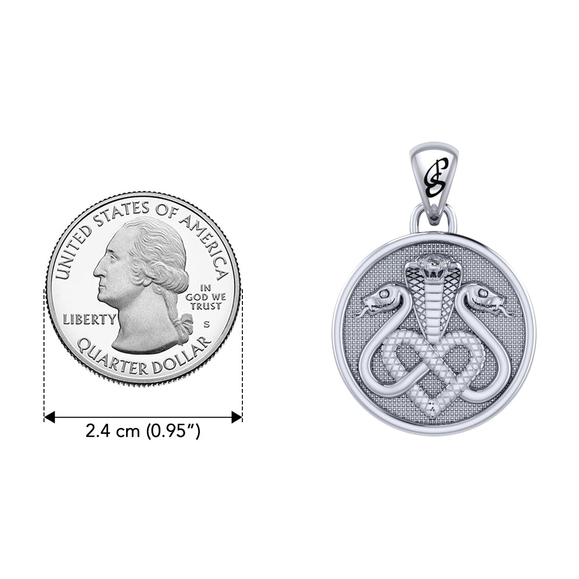 Triple Snake with Celtic Heart Sterling Silver Pendant TPD6429