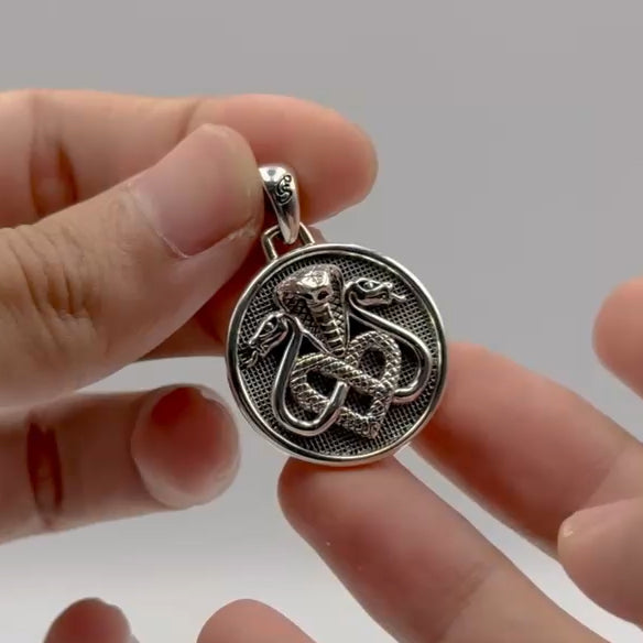 Triple Snake with Celtic Heart Sterling Silver Pendant TPD6429