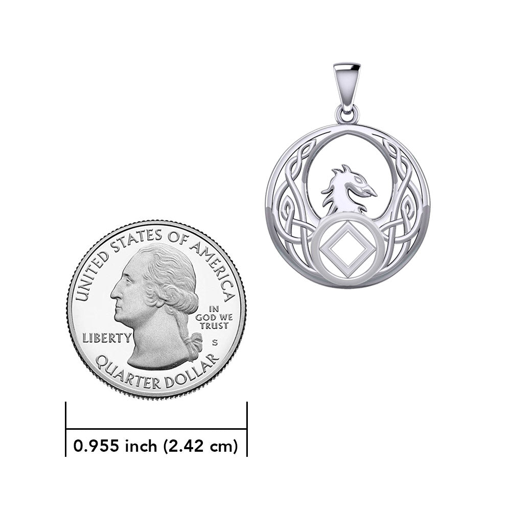 Celtic Phoenix with NA Recovery Symbol Sterling Silver Pendant TPD6432