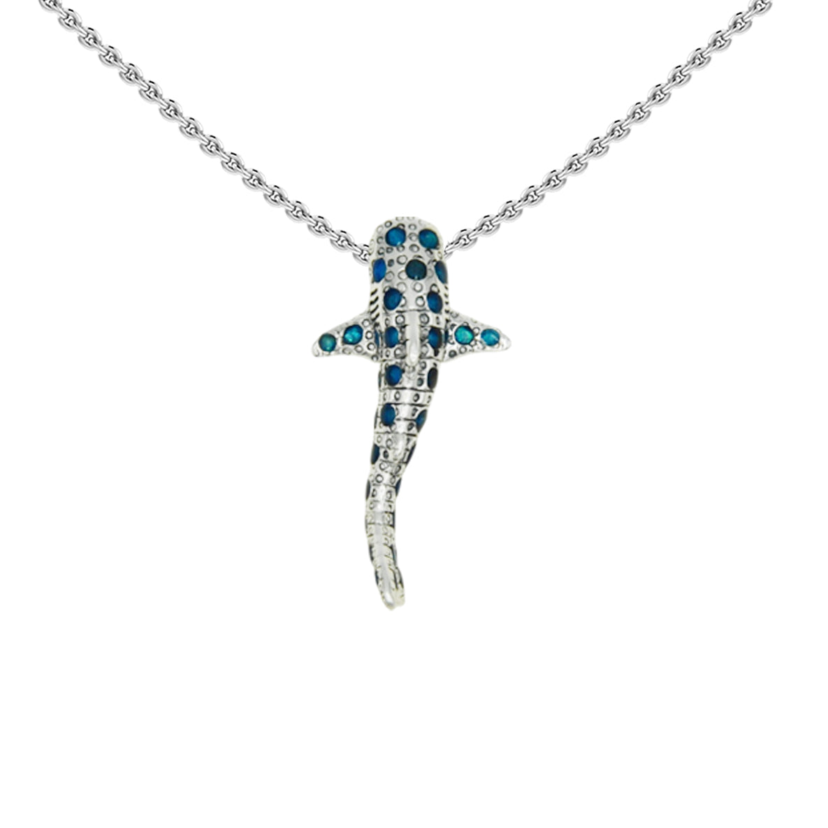 Whale Shark with Gems Sterling Silver Pendant TPD6434