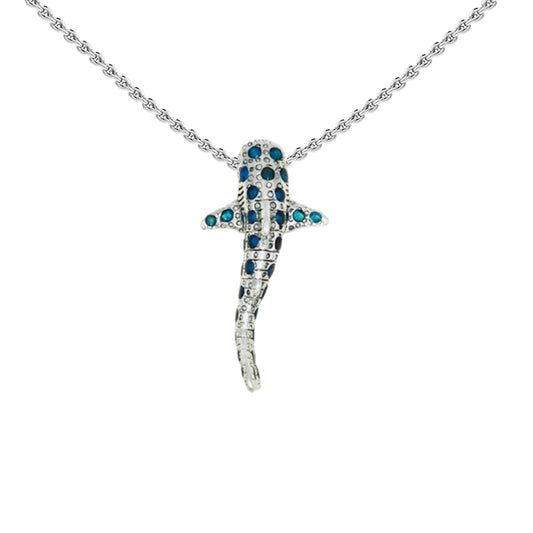 Whale Shark with Gems Sterling Silver Pendant TPD6434