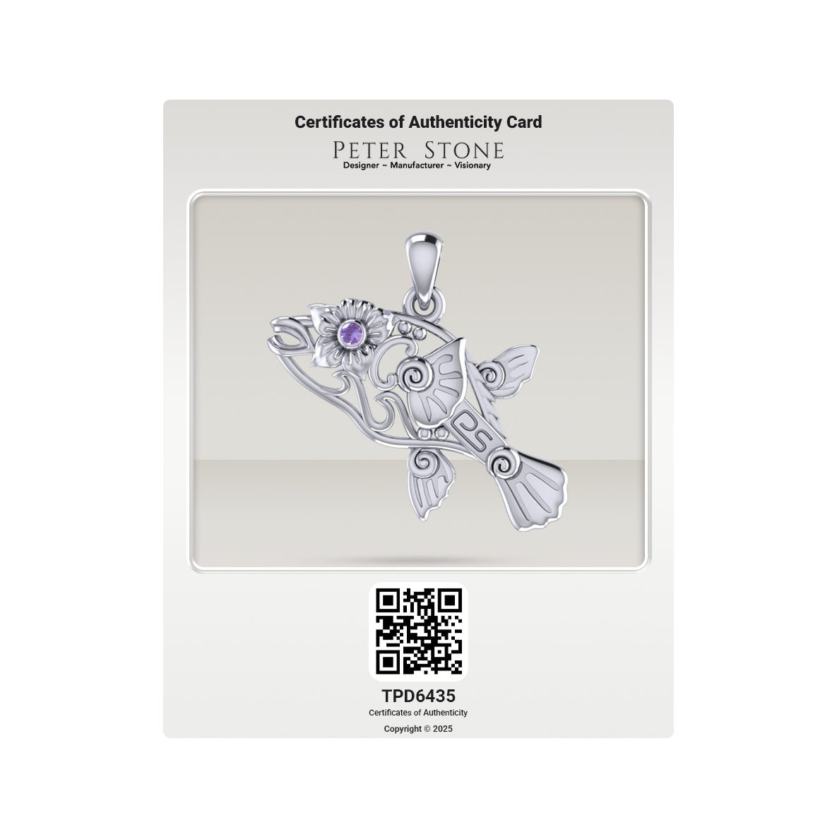 Puffer Fish Filigree Sterling Silver Pendant with Gemstone TPD6435