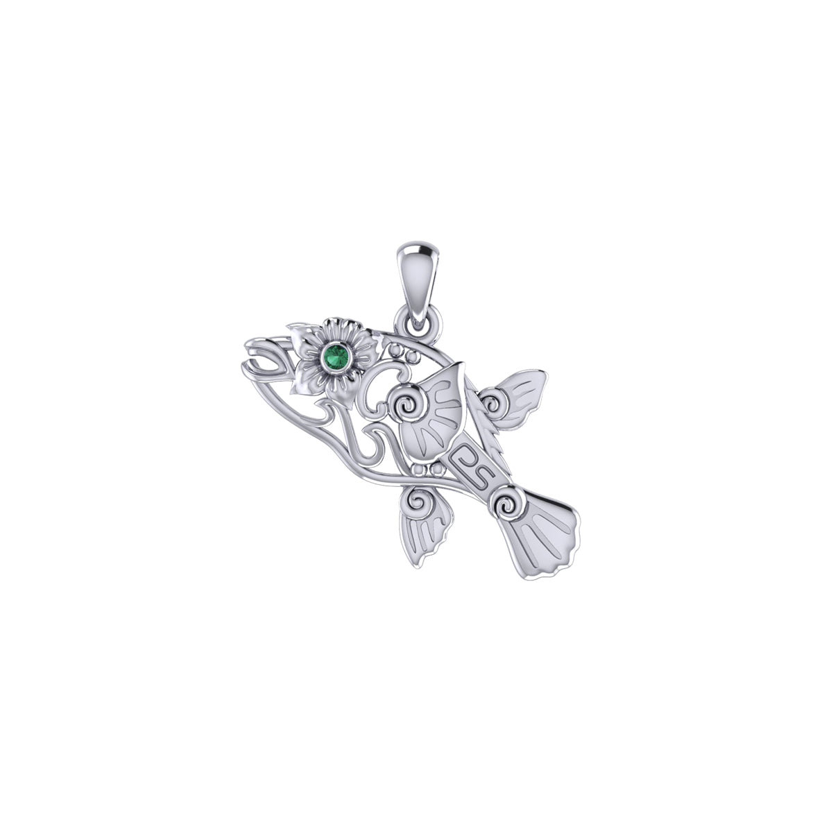 Puffer Fish Filigree Sterling Silver Pendant with Gemstone TPD6435