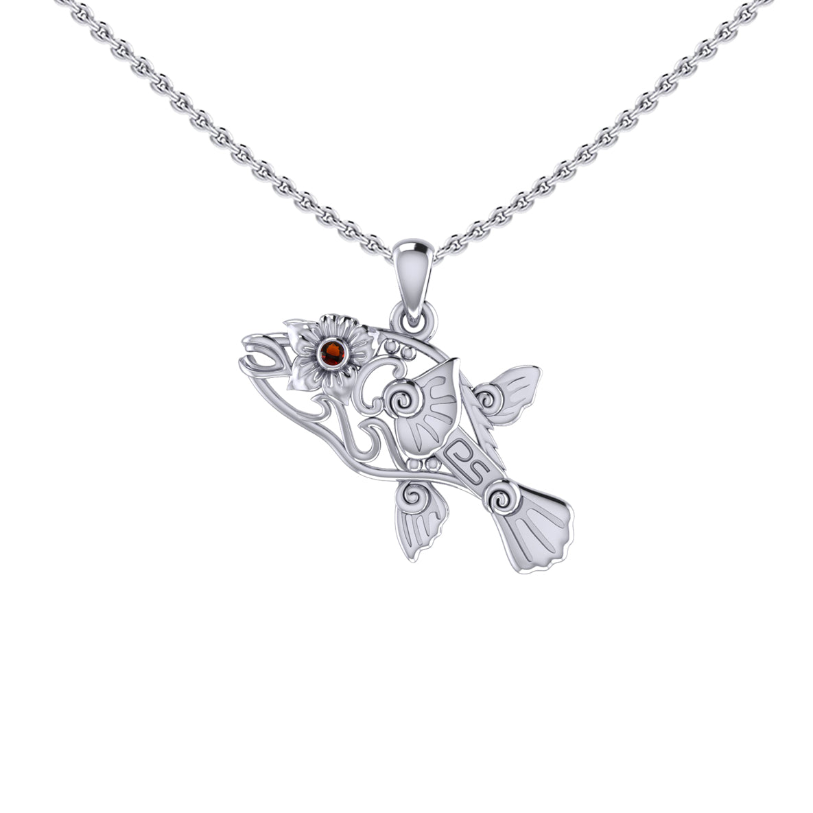 Puffer Fish Filigree Sterling Silver Pendant with Gemstone TPD6435