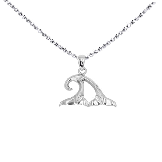 Double Whale Tails in Wave Sterling Silver Pendant TPD6440