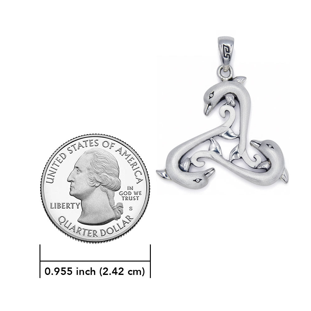 Triple Dolphin Triskele Sterling SIlver Pendant TPD6442