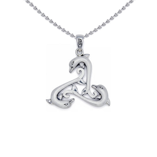 Triple Dolphin Triskele Sterling SIlver Pendant TPD6442