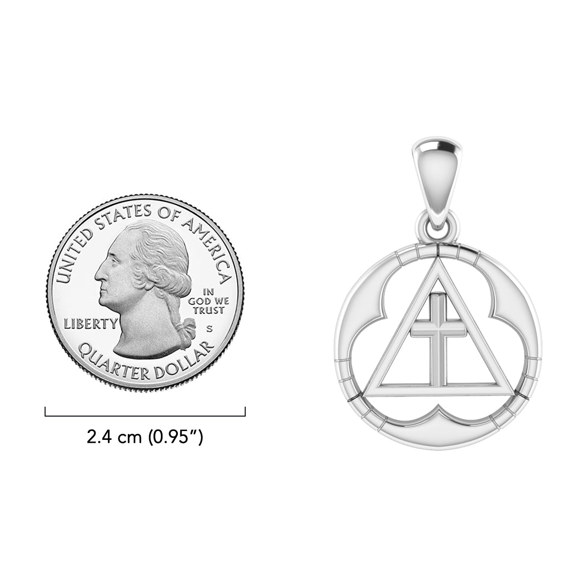 Spiritual Large AA Symbol Sterling Silver Pendant TPD6451