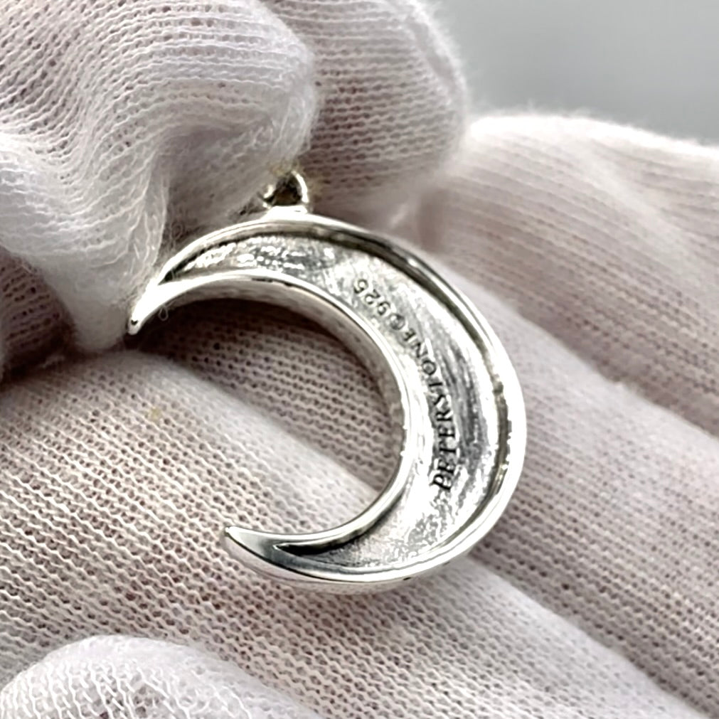 Harm None Inscribed on Crescent Moon Sterling Silver Pendant TPD6452