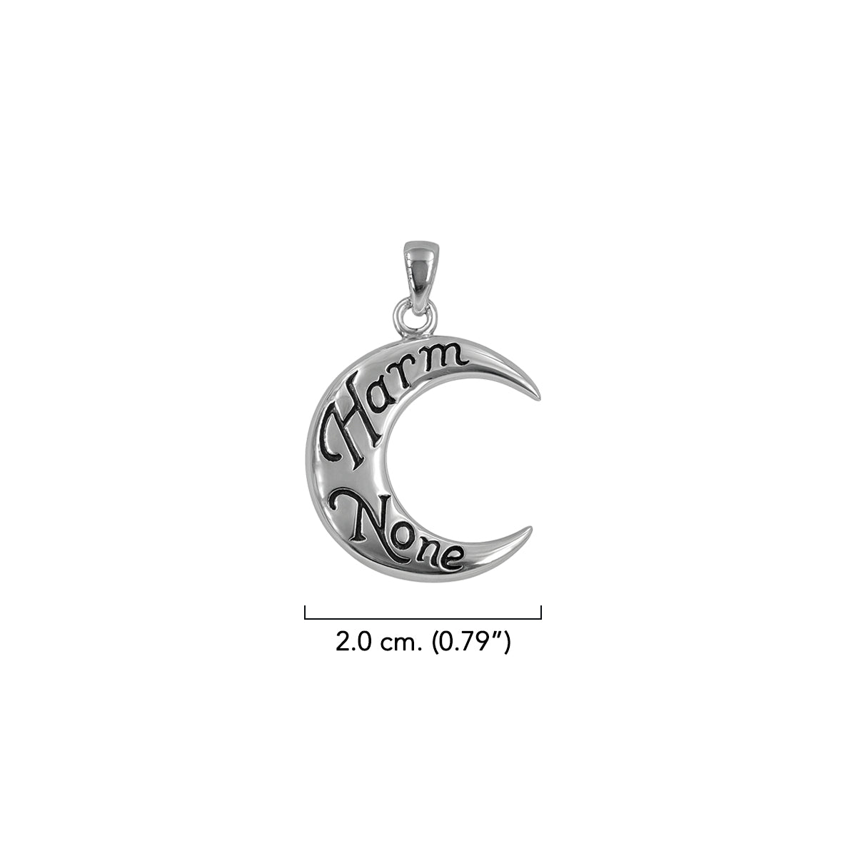 Harm None Inscribed on Crescent Moon Sterling Silver Pendant TPD6452