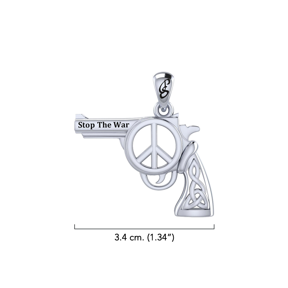 Celtic gun with Peace Symbols Sterling SIlver Pendant TPD6456