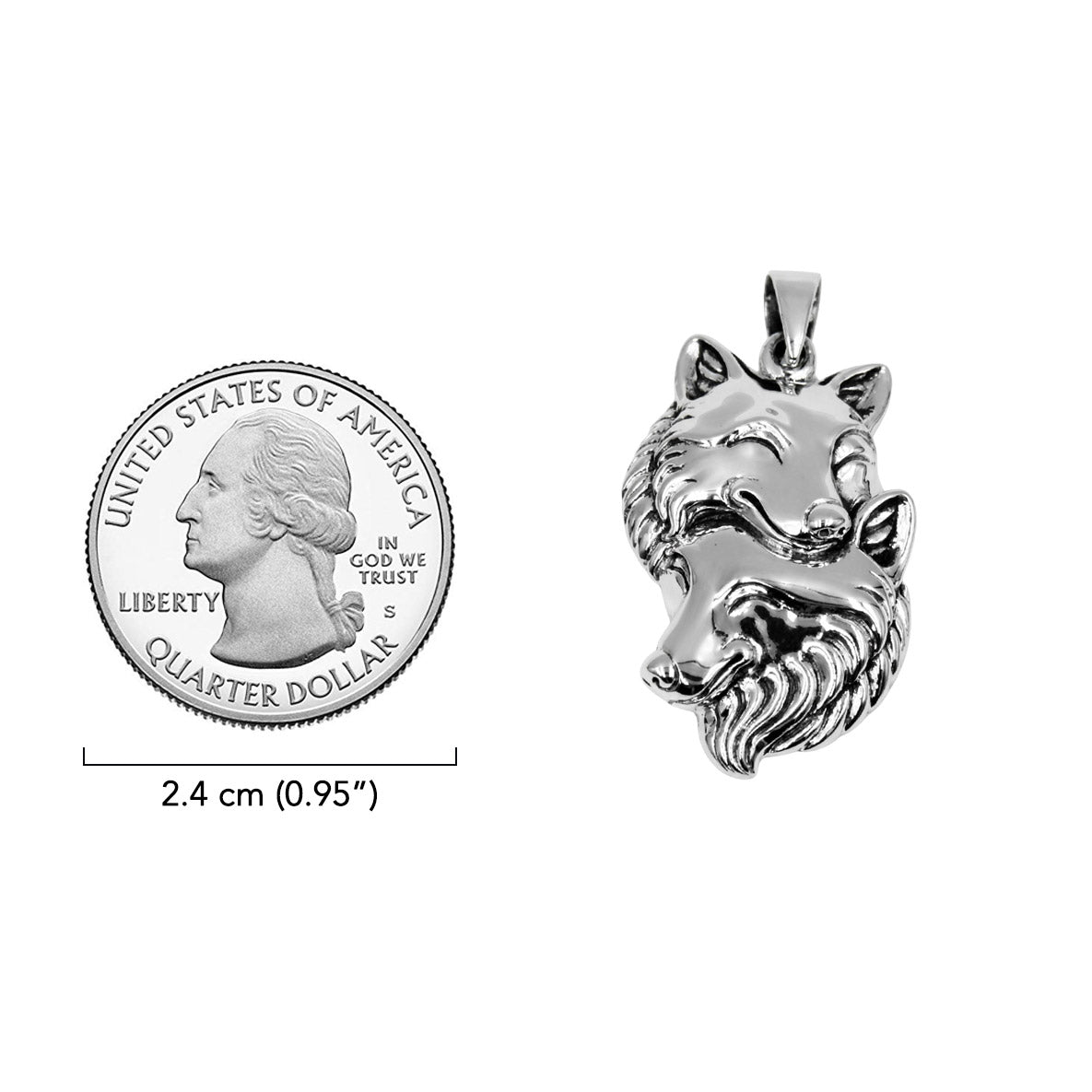 Wolf Soulmates Sterling Silver Pendant TPD6467