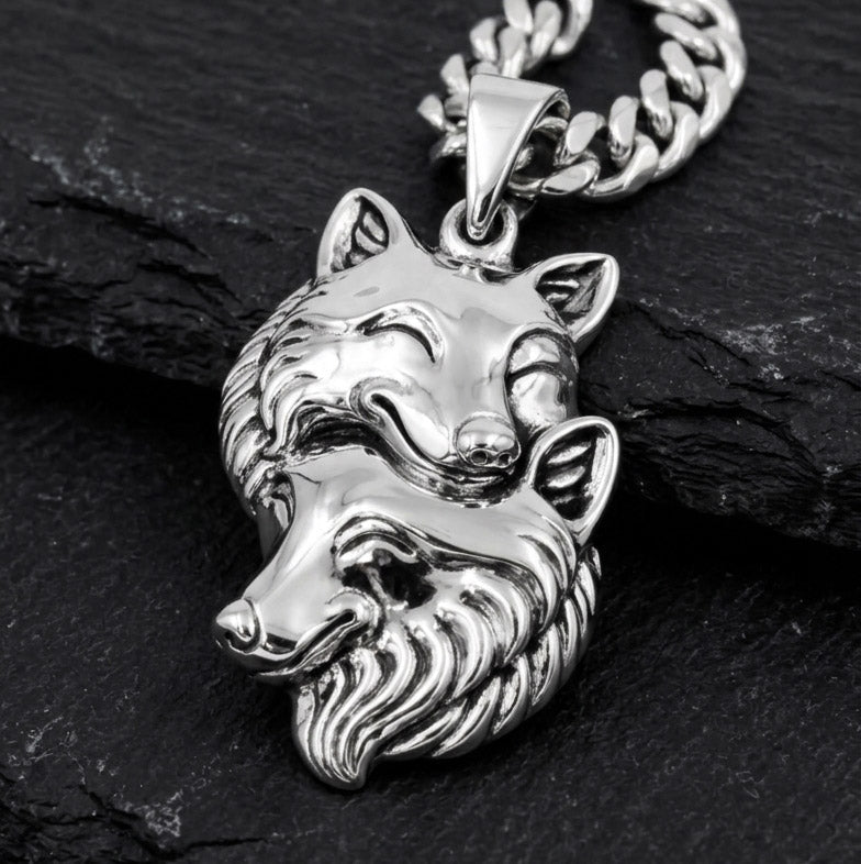 Wolf Soulmates Sterling Silver Pendant TPD6467