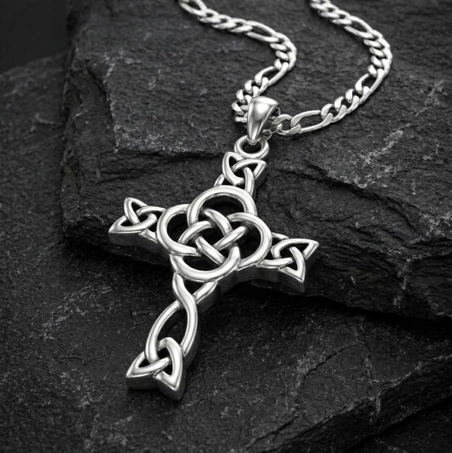 Celtic Knotwork Cross Sterling Silver Pendant TPD6485