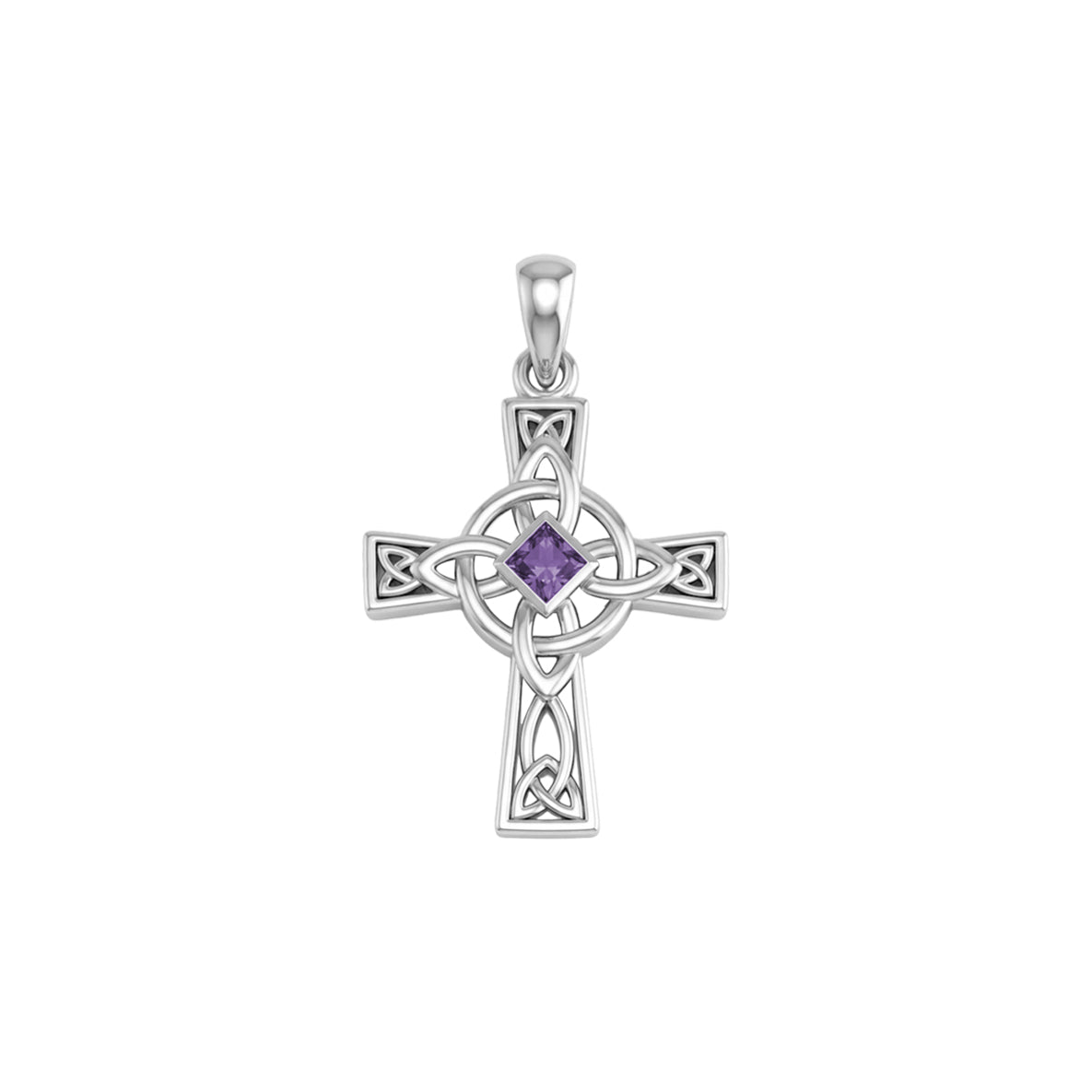 Celtic Cross with NA Recovery Shape Gemstone Sterling Silver Pendant TPD6486