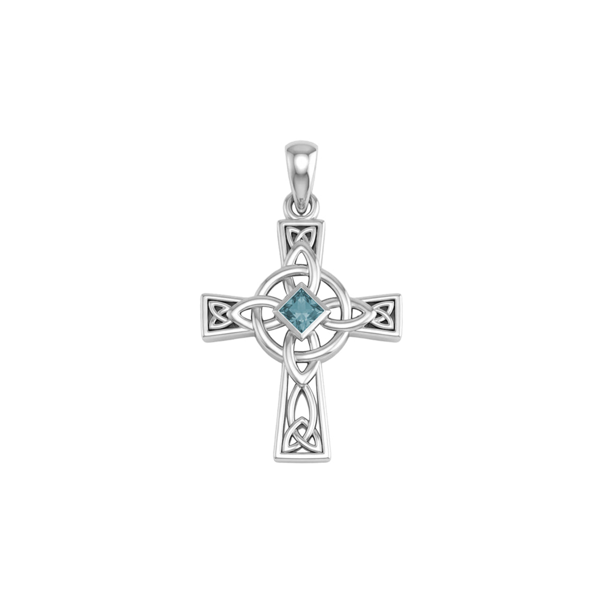 Celtic Cross with NA Recovery Shape Gemstone Sterling Silver Pendant TPD6486