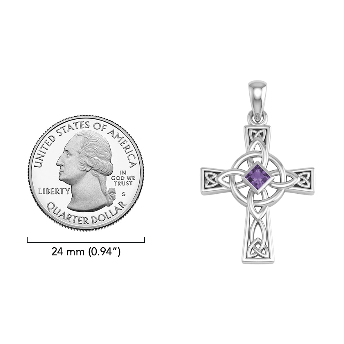 Celtic Cross with NA Recovery Shape Gemstone Sterling Silver Pendant TPD6486