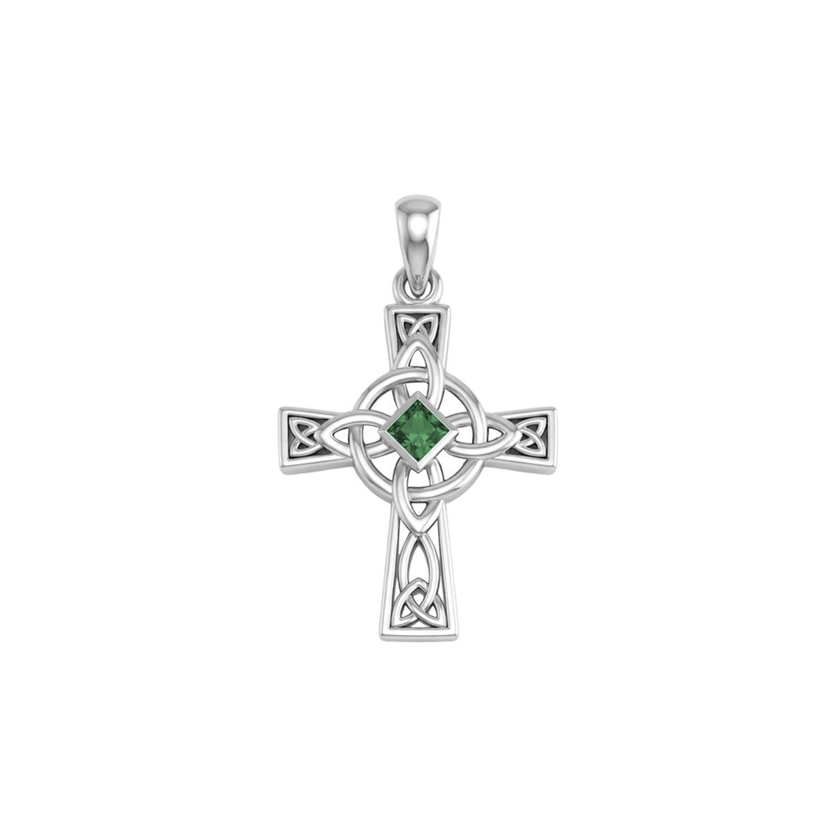 Celtic Cross with NA Recovery Shape Gemstone Sterling Silver Pendant TPD6486