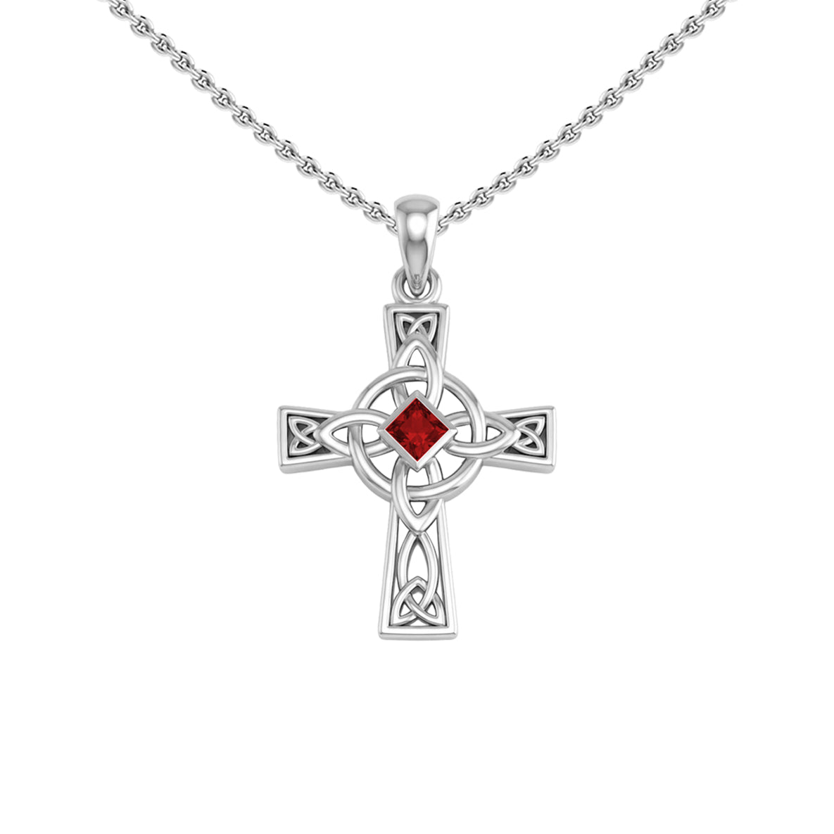 Celtic Cross with NA Recovery Shape Gemstone Sterling Silver Pendant TPD6486