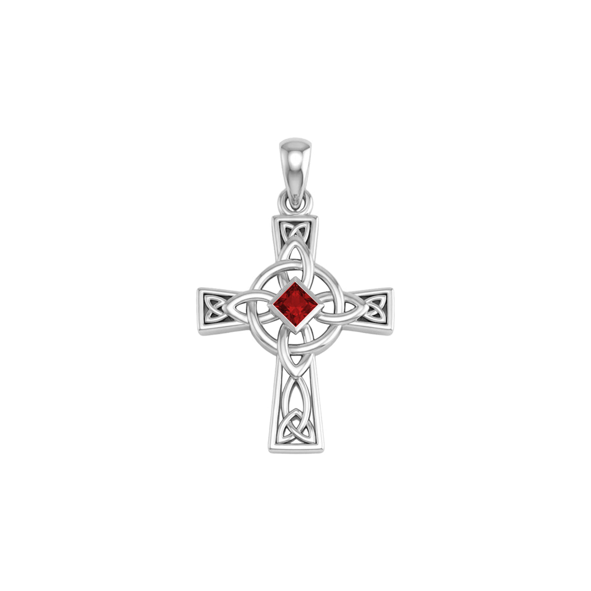 Celtic Cross with NA Recovery Shape Gemstone Sterling Silver Pendant TPD6486