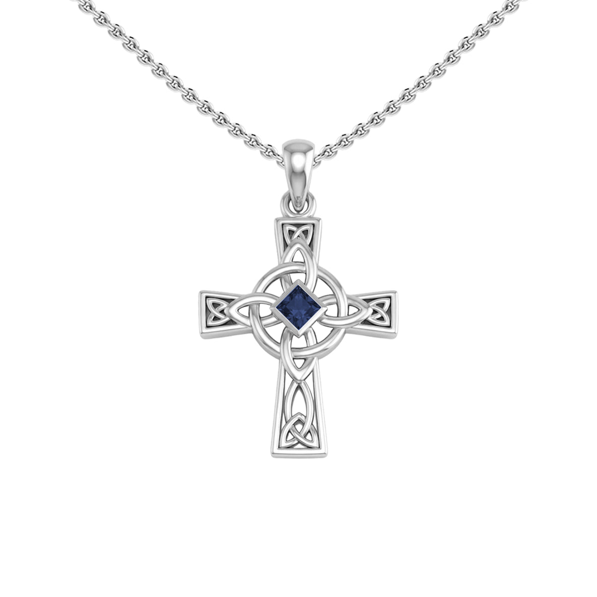 Celtic Cross with NA Recovery Shape Gemstone Sterling Silver Pendant TPD6486
