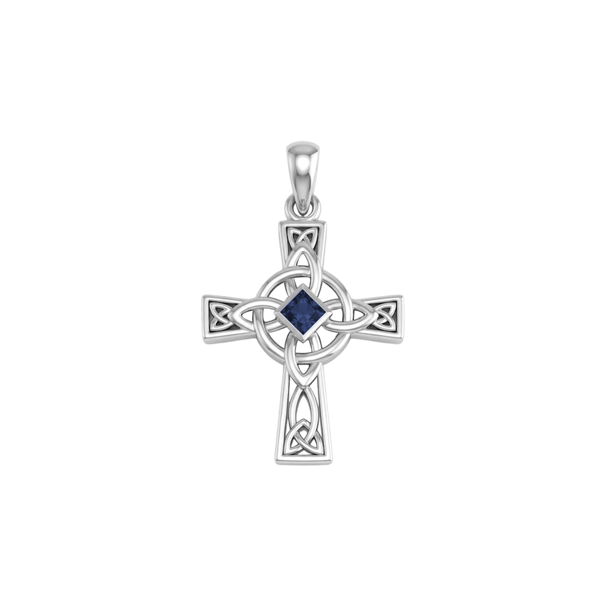 Celtic Cross with NA Recovery Shape Gemstone Sterling Silver Pendant TPD6486