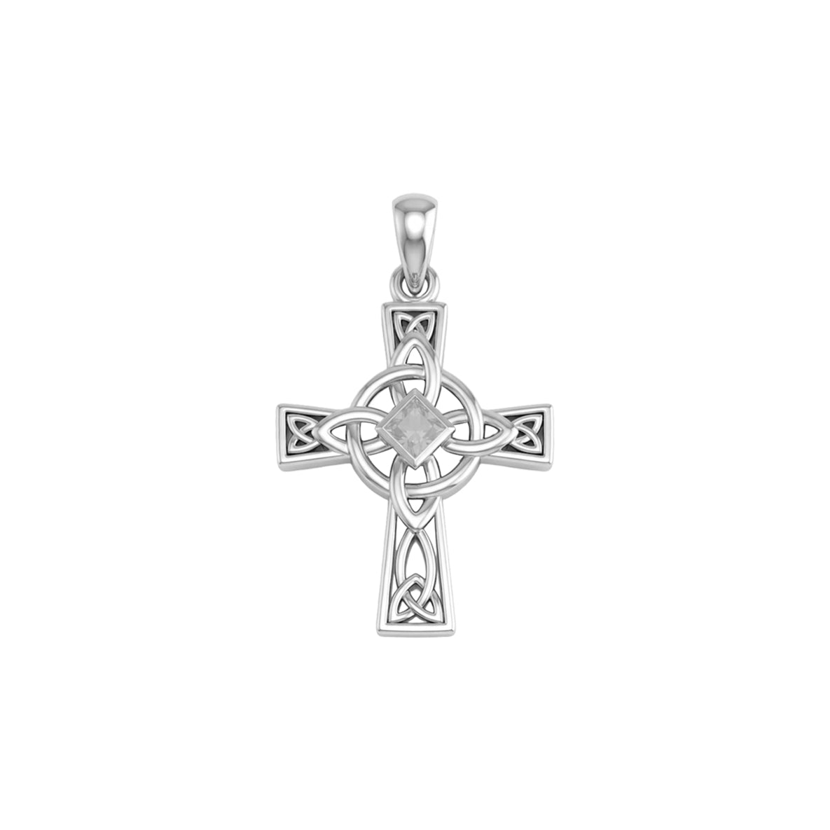 Celtic Cross with NA Recovery Shape Gemstone Sterling Silver Pendant TPD6486