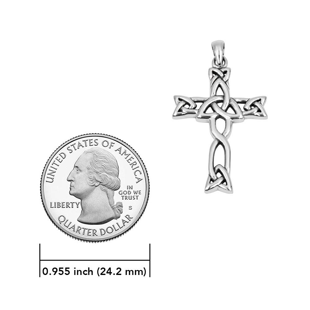 Celtic Cross with Trinity Knot Sterling Silver Pendant TPD6487