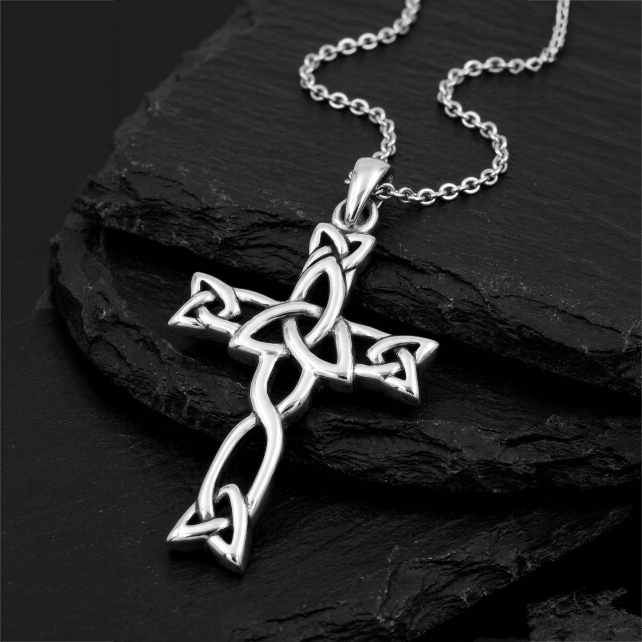 Celtic Cross with Trinity Knot Sterling Silver Pendant TPD6487