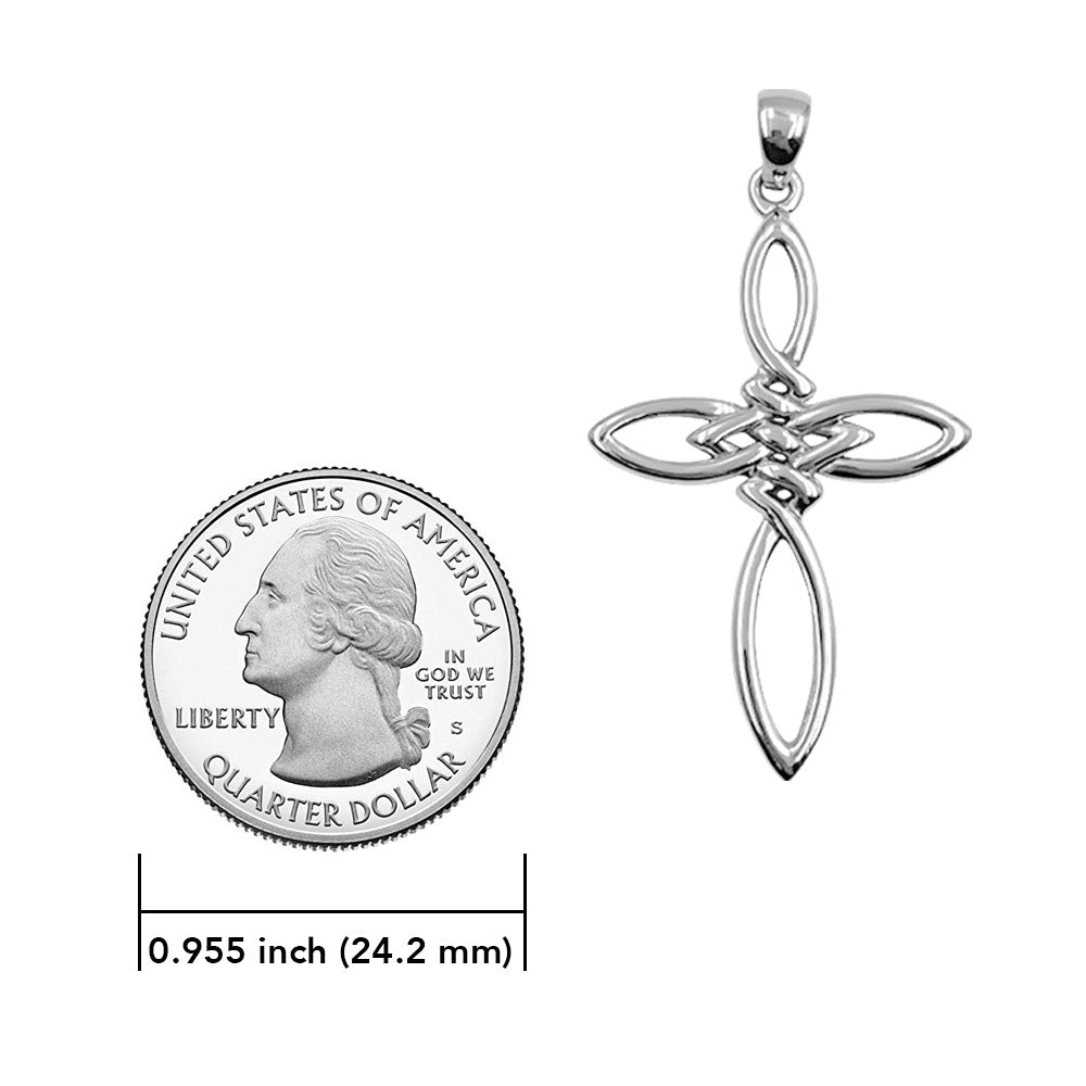 Celtic Endless Knot Cross Sterling Silver Pendant TPD6488