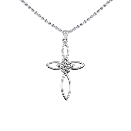 Celtic Endless Knot Cross Sterling Silver Pendant TPD6488