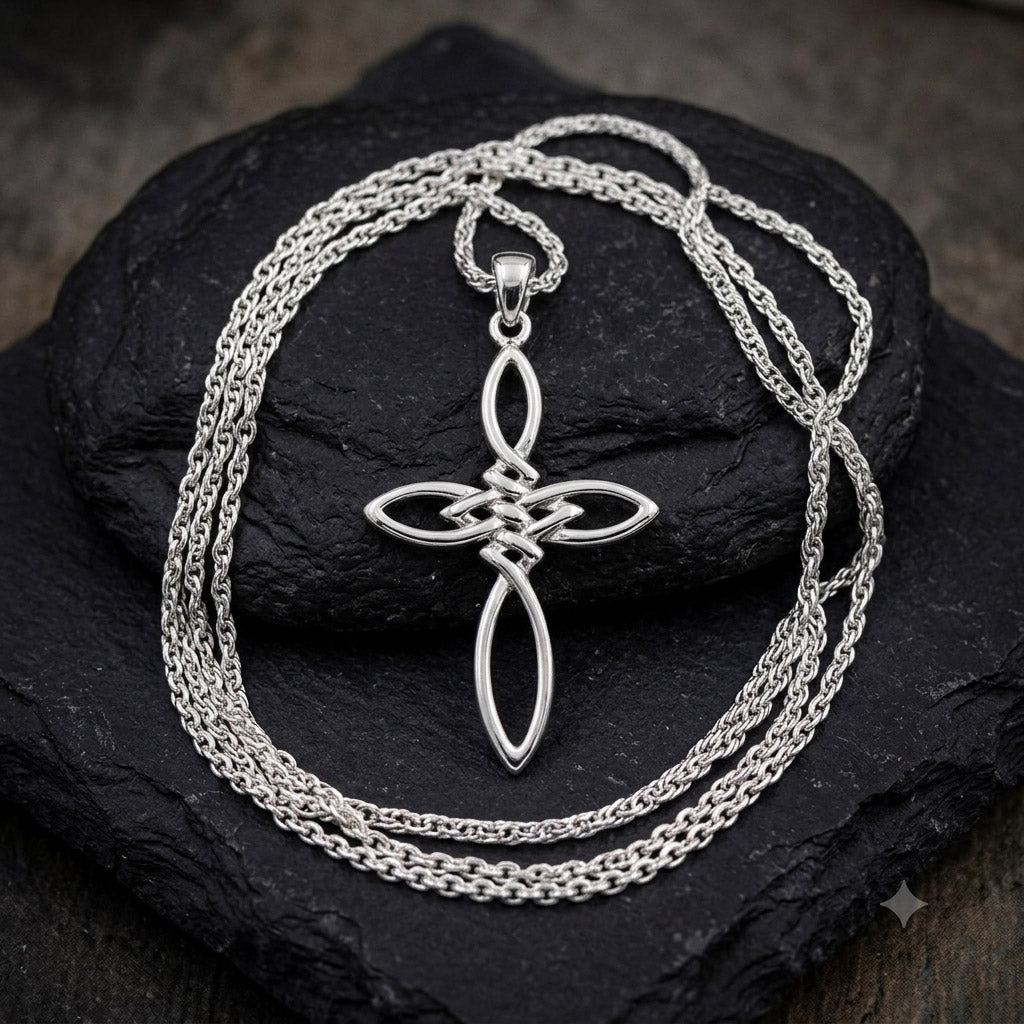 Celtic Endless Knot Cross Sterling Silver Pendant TPD6488