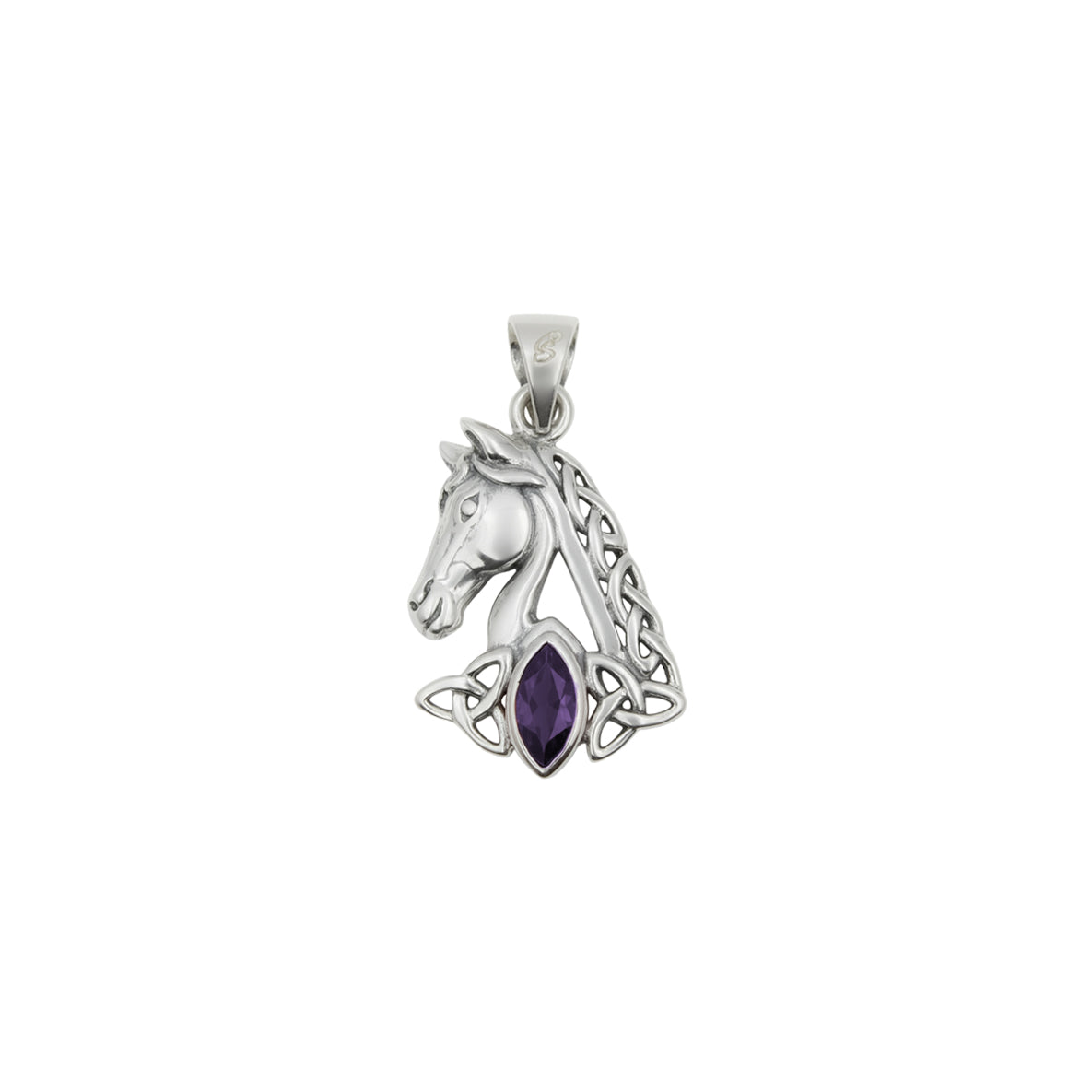Celtic Horse with Marquise Gemstone Sterling Silver Pendant TPD6489*