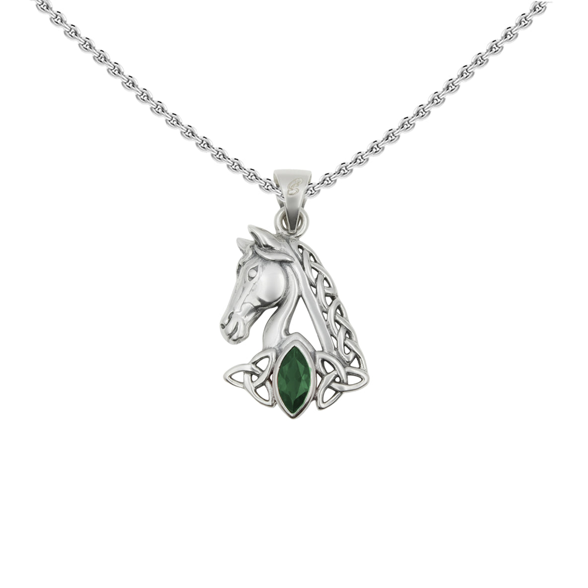 Celtic Horse with Marquise Gemstone Sterling Silver Pendant TPD6489*