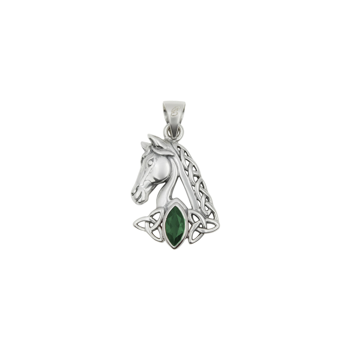 Celtic Horse with Marquise Gemstone Sterling Silver Pendant TPD6489*