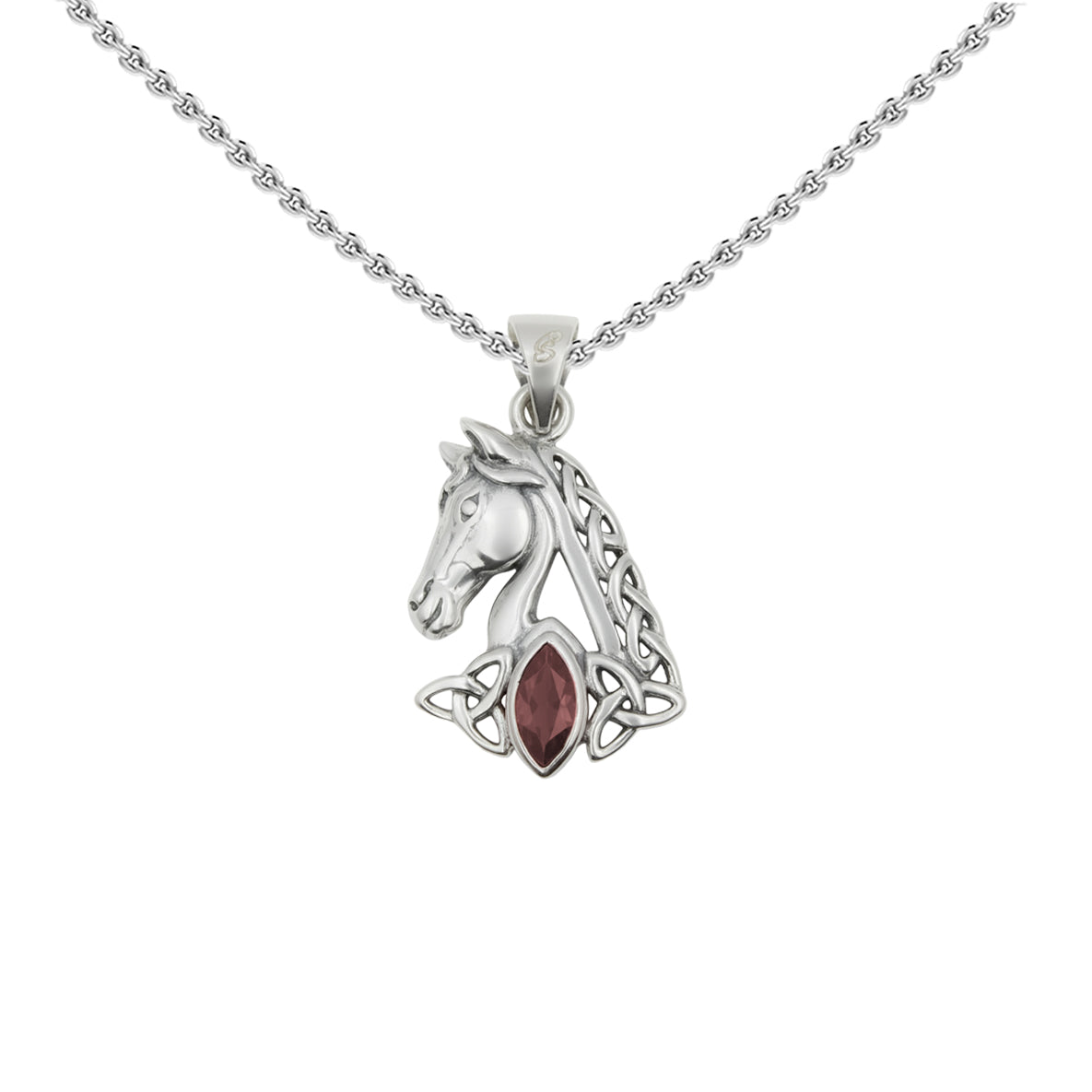 Celtic Horse with Marquise Gemstone Sterling Silver Pendant TPD6489*
