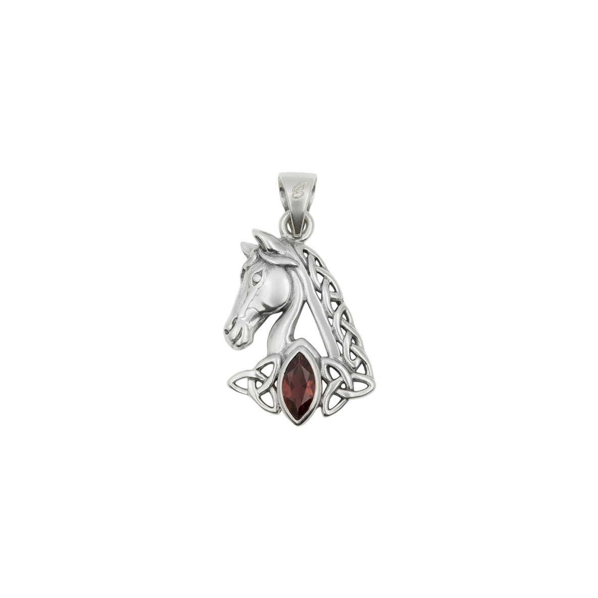 Celtic Horse with Marquise Gemstone Sterling Silver Pendant TPD6489*
