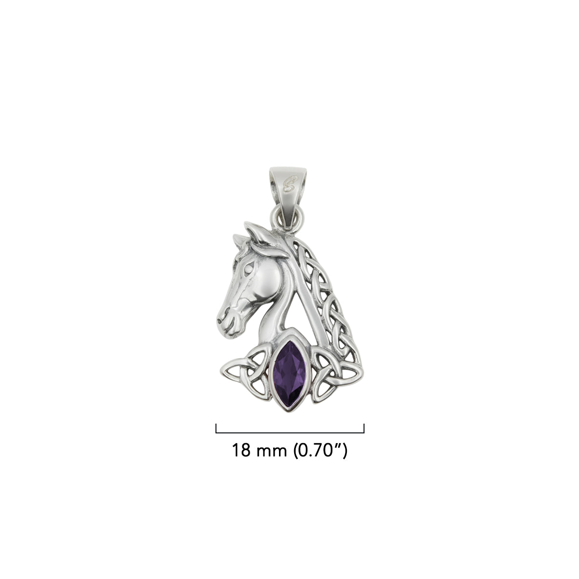 Celtic Horse with Marquise Gemstone Sterling Silver Pendant TPD6489*