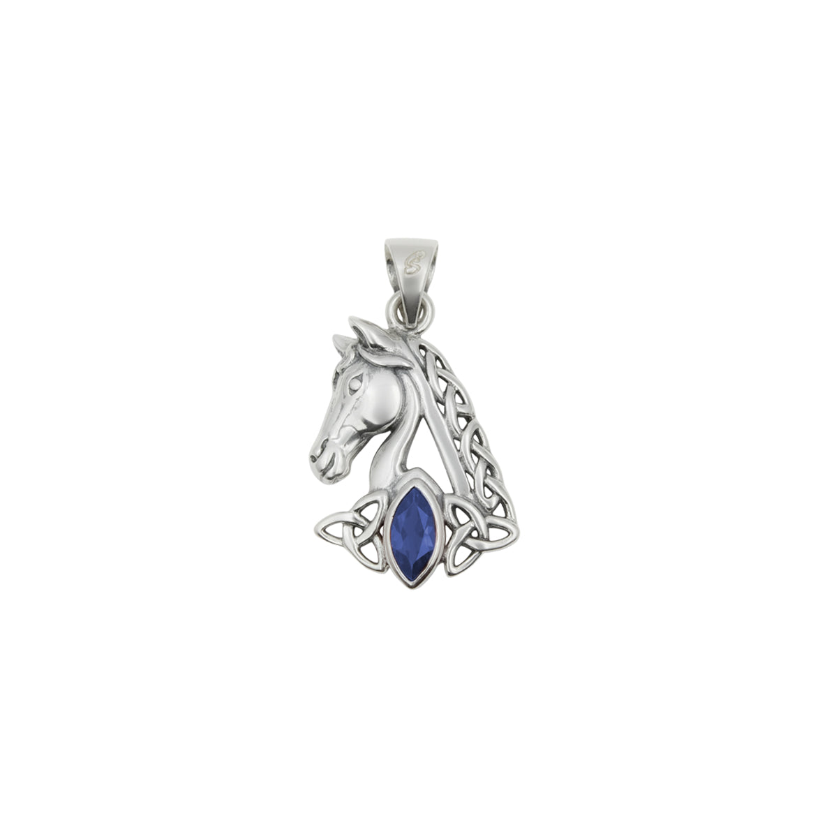 Celtic Horse with Marquise Gemstone Sterling Silver Pendant TPD6489*
