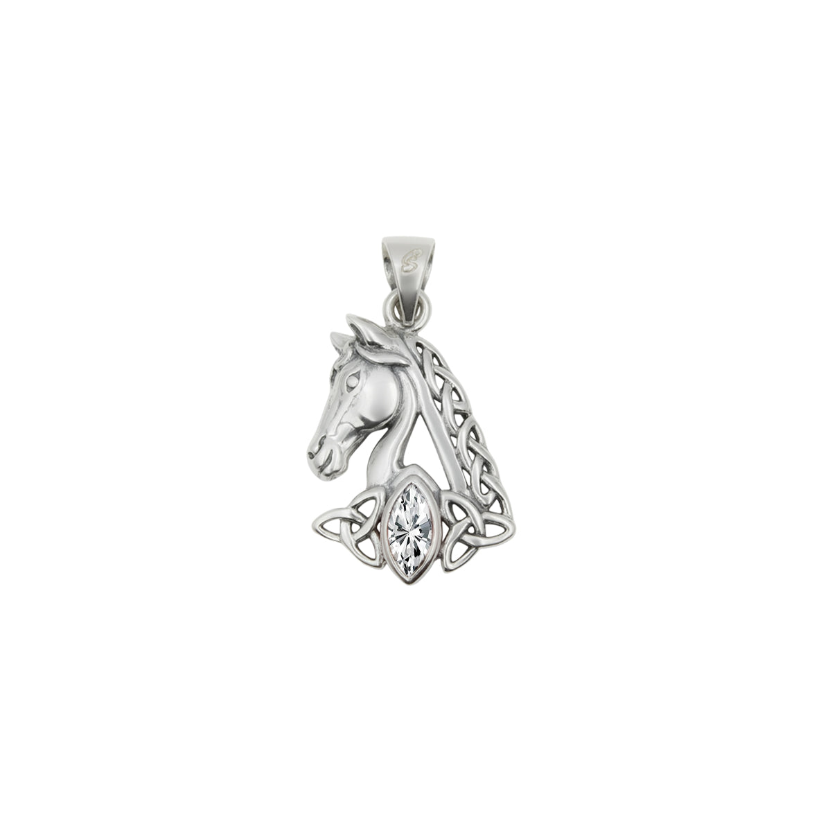 Celtic Horse with Marquise Gemstone Sterling Silver Pendant TPD6489*