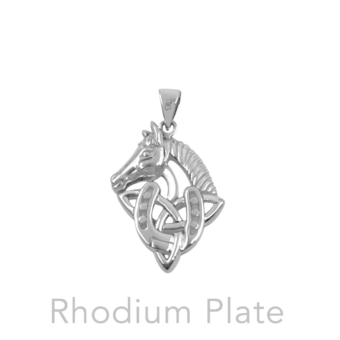 Celtic Trinity With Horse and Horseshoe Sterling Silver Pendant TPD6492